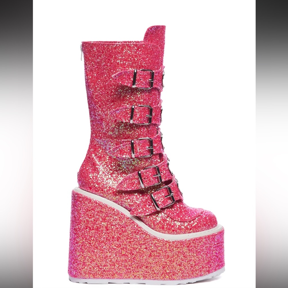 Demonia Hot Pink Glittery Swing-230g Platform Mid… - image 5